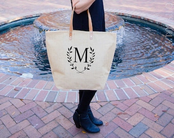 Unique Gifts Monogram Tote Bag Bridesmaid Gifts Weekender Bag Women Totes Christmas Gift for Her High School Graduation Gift Beach Bag