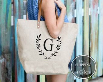 Personalized Tote Bags | Burlap Zippered Tote Bags with Pockets | Unique Gifts | Travel Overnight Bags | Last Minute Gift Ideas