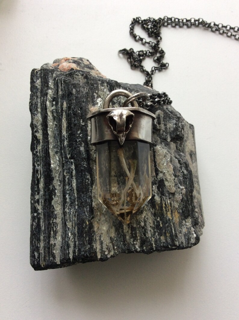 resin crystal owl skull crystal necklace full moon Owl Magic bones