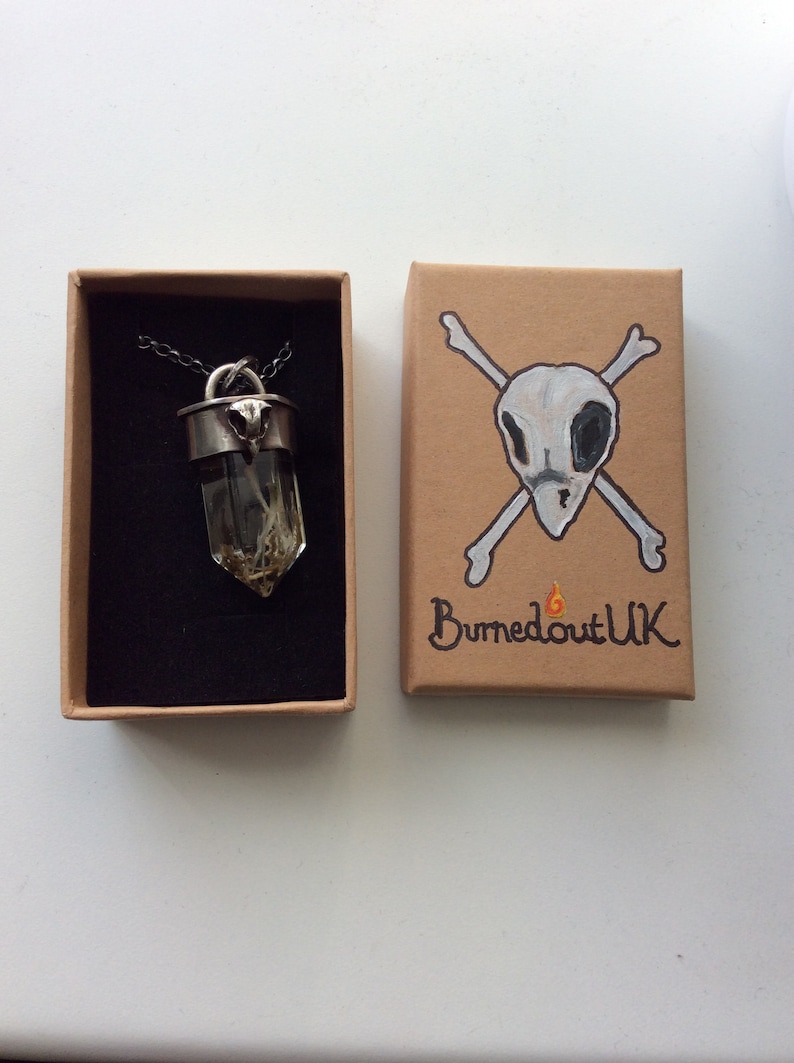 resin crystal owl skull crystal necklace full moon Owl Magic bones