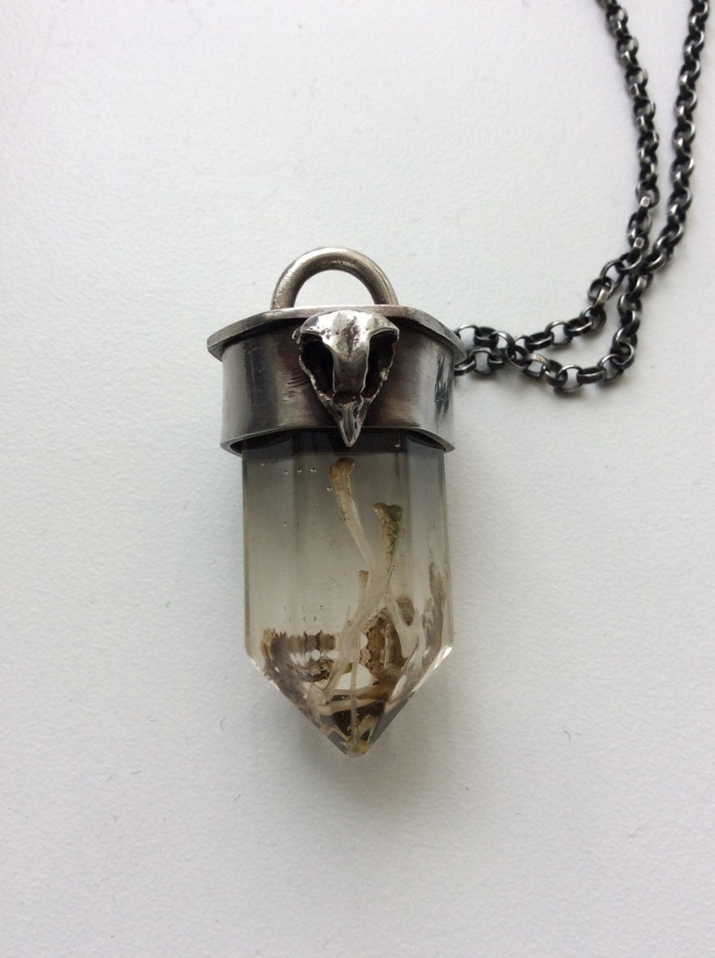 resin crystal owl skull crystal necklace full moon Owl Magic bones