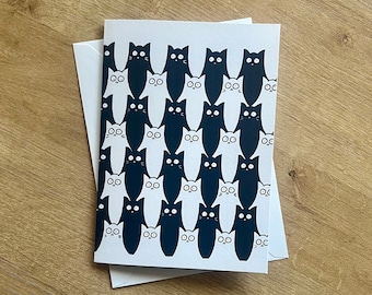 Black and white cats card, homemade and personalisation available.