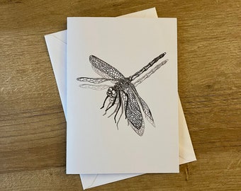 Detailed dragonfly card, homemade and personalisation available.