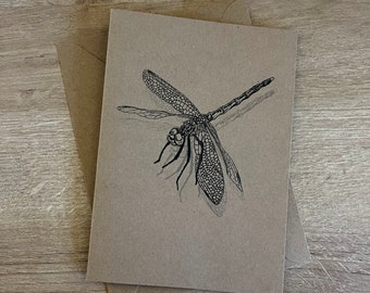 Detailed dragonfly card, homemade and personalisation available.