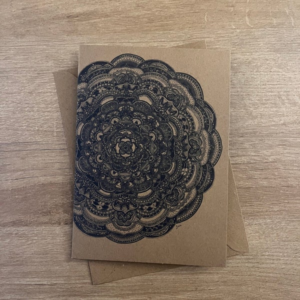 Detailed mandala card, homemade and personalisation available.