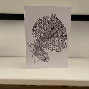 Porcelian Siamese fighting fish card, homemade white card and envelope, personalisation available image 3