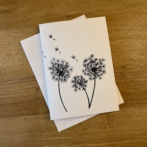 Pusteblumenkarte, selbstgemacht und Personalisierung möglich.