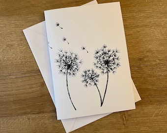 Dandelion card, homemade and personalisation available.