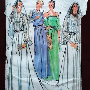 Vintage Sewing Pattern: Quick! Butterick 6514 - Misses' Bridal Gown & Veil, Size 12