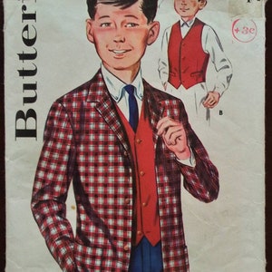 Vintage Sewing Pattern: Butterick 2588 - Boys' Jacket and Vest, Size 4
