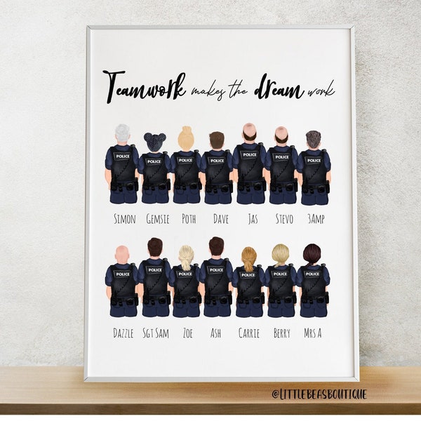 RETIREMENT GIFT, LEAVING Present, Team Portrait Print, Police Team Print, Nurse Retirement Gift, Midwife Gift, Retiring Gift, Thank You Gift