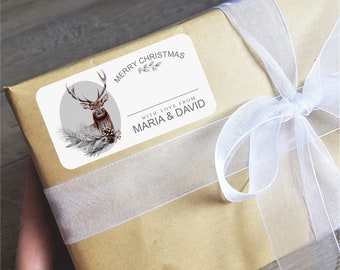 Personalized Christmas Gift Labels, Santa Stickers, Holiday Present Tags