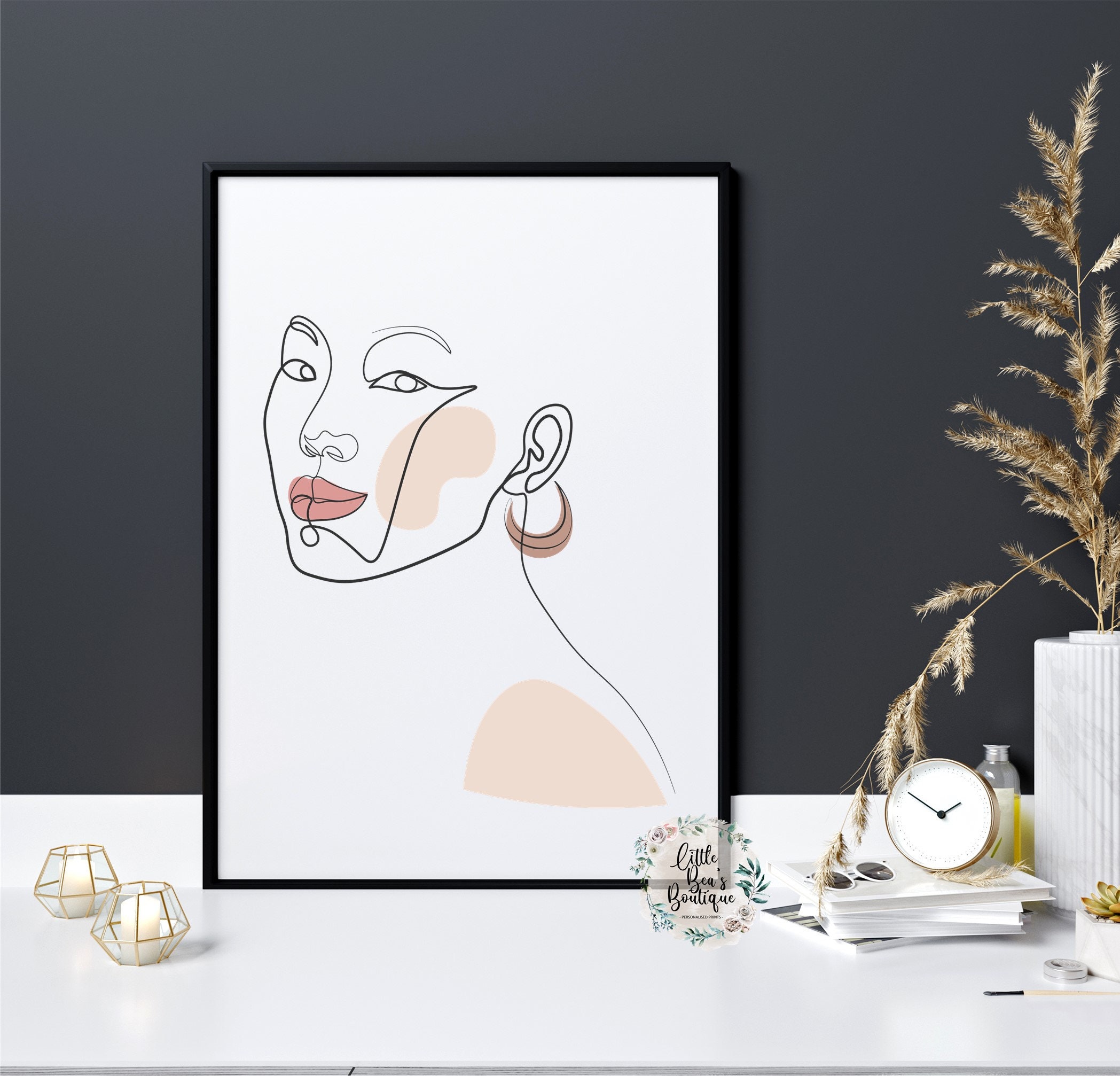 ABSTRACT WOMAN FACE Art Print Modern Artistic Abstract Contour | Etsy