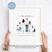 PERSONALISED FAMILY PORTRAIT Illustration Digital Printable, Custom Portrait, Fathers Day Gift for Dad, Family Illustration, Portrait Print