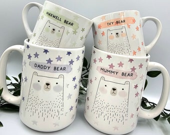 MATCHING FAMILY MUG Set, Father's Day Gift for Dad, Twinning Mugs Family Sets Gift for Daddy, Gift for Grandad Grandma, Mummy Baby Bear Mugs