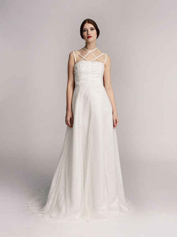 Giovanna Wedding Dress Ruched Bustier A Line Bridal Gown In Etsy