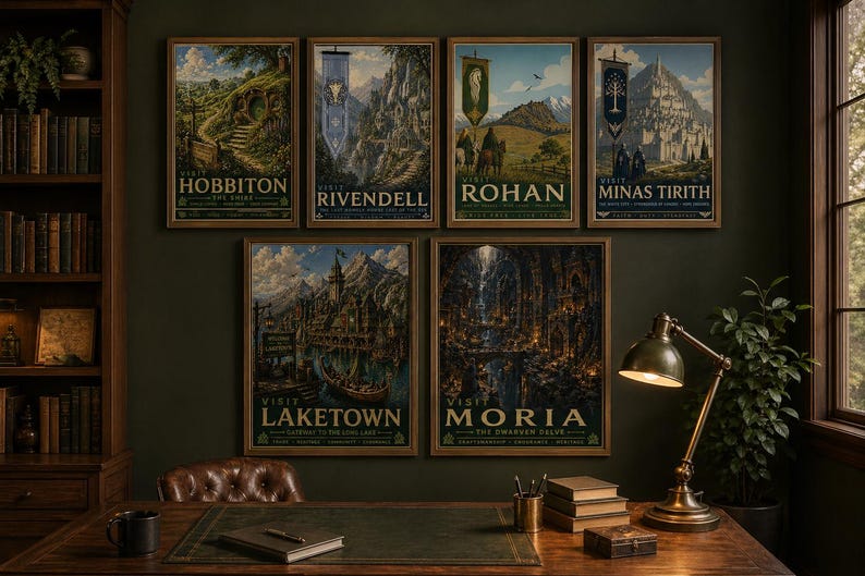 Lord of the Rings Travel Poster Set | Middle Earth Wall Art | Digital ...