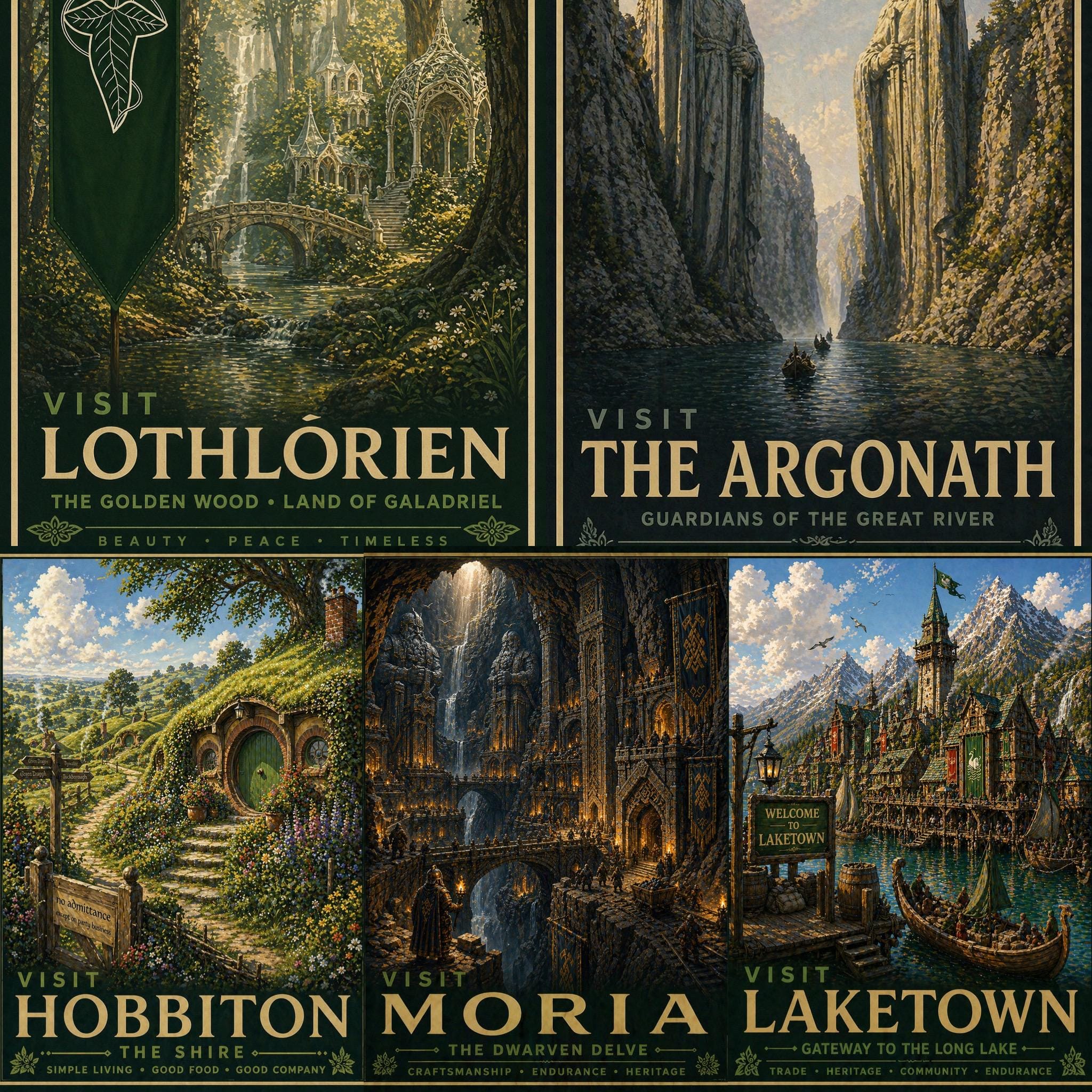 Lord of the Rings Travel Poster Set | Middle Earth Wall Art | Digital ...