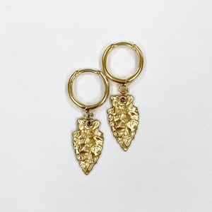 Brass Arrowhead Lightweight Gold Huggie Hoop Kansas City Chiefs Earrings