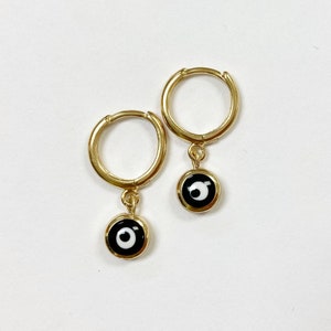 Black Eye Gold Huggie Hoop Earrings