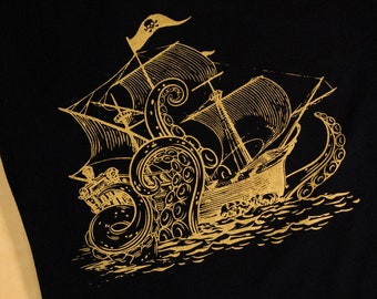 Kraken Shirt Octopus Squid Mens T-shirt Tentacle Pirate Ship