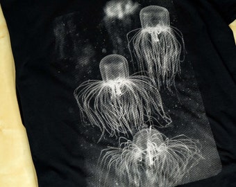 Jellyfish Shirt - nautical - Steampunk- Diver Shirt - handmade - Ladies fit - special smooth print