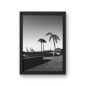 Hamburg - Plastic Palm Trees - Photography - Wall Art - Harbor Cranes - without frame - Black and White Print