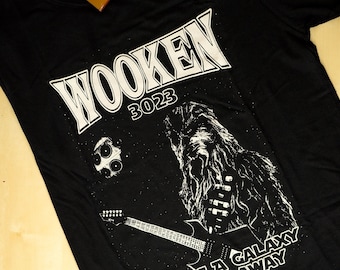 Star Wars Wookiee Shirt - Rock Festival Tee – Handprinted Mashup for Music + Sci-Fi Fans - StarWars Shirt Wookiee Tee - may the 4th