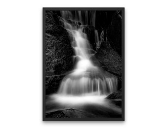 Waterfall Poster - Black and white - Wall Art - Fotografie - Long Exposure - Nature - Water - Mood - Home Decor