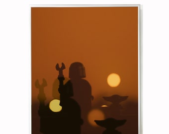 The Mandalorian - Grogu - Kinderkamerdecoratie - Star Wars poster - Tatooine - Zonsondergang - Muurdecoratie - 4 mei - Fanart - Fotoprint