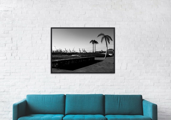 Palmen aus Plastik - Poster - Fotografie - Download - Hamburg - Hafenkräne - Digital Download - Black and White Prints - Wall Art