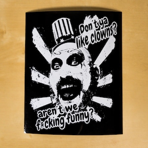 Capitán Spaulding - Calcomanía para parachoques - Calcomanía - Brillante - Calcomanía de payaso - Terror - Los renegados del diablo - Rob Zombie - Halloween