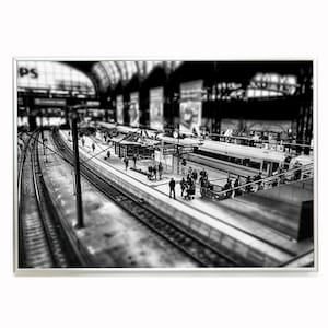 Hamburg black and white photo - Digital Download - Train Station - Street photo - Instant Download