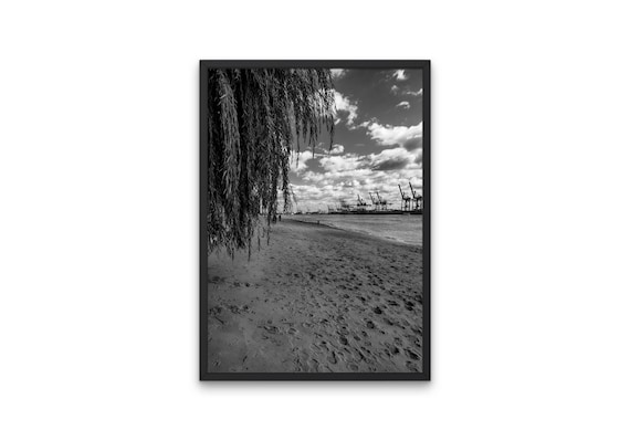 Hamburg Elbstrand  Harbor Cranes Art Print – Premium Matte Poster on 200 gsm Paper, Sizes A3 & A4, Ready-to-Frame Wall Décor