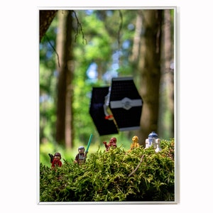 Póster de Star Wars: Caza TIE - R2D2 - C-3PO - Obi-Wan - Chewbacca - Decoración infantil - Regalo de Star Wars