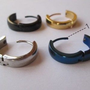 2 Boucles d'oreilles cerceaux homme femme minimaliste, Espagne, noël, cadeau petit ami, pour elle, pour lui, bleu, noir, argent, or image 2