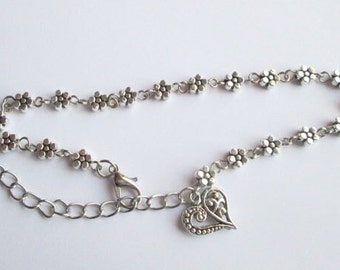 Stainless steel anklet with small flowers, gift bride, Spain, for her, for him, summer anklet