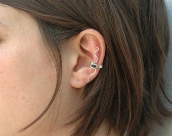 Argent 925 solide ear cuff , no piercing , Ear brassard, de l'oreille réglable, escalade,  non perforé, en attendant l'audience,