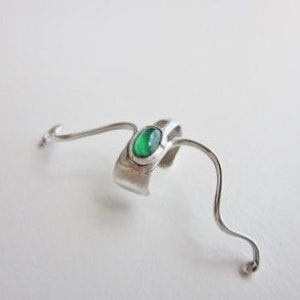 Silver 925 solid 925 silver eaar cuffs, no piercing, Ear cuff, climbingn adjustable ear, Not perforated, Earring, Cartilage earring, Spain green