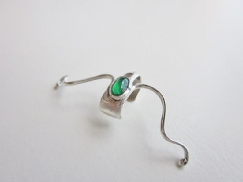 Silver 925 solid 925 silver eaar cuffs, no piercing, Ear cuff, climbingn adjustable ear, Not perforated, Earring, Cartilage earring, Spain green