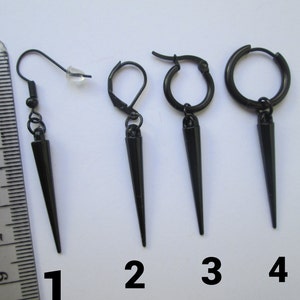 Boucle d'oreille en acier épi  homme noir, cadeau petit ami, Espagne, pour lui, pour elle, gothique, hypoallergéniques,