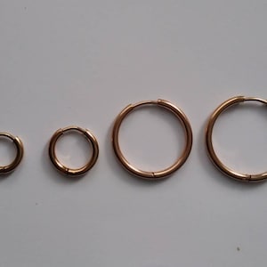 Pendientes aro oro rosa acero quirúrgico  8, 10, 12, 14, 16, 18, 20mm,  hombre mujer, minimalista, España, regalo novio, nariz regalo novio