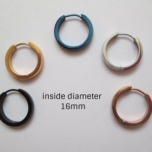 2 Boucles d'oreilles cerceaux homme femme minimaliste, Espagne, noël, cadeau petit ami, pour elle, pour lui, bleu, noir, argent, or image 5