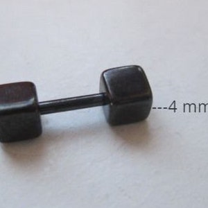 Pendiente acero hombre negro, mujer, 0.40 cm., Pendiente de botón,  tornillo, minimalista, pequeño, España, regalo novio
