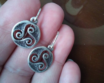 Boucles d'oreilles trisquel en argent ancien cadeau de mère mariage noël, valentin pour elle, cadeau  marié crochets en argent sterling 925