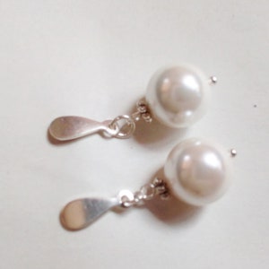 Boucles d'oreilles 925 Argent perles de nacre 10 mm. boucle d mariée, Espagne, perles, cadeau, Noël, Saint-Valentin, cadeau pour elle image 4