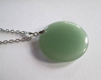 Aventurine, 3,50 cm. vert, chaîne 925 en argent, collier court, minéral naturel, cadeau, anniversaire, anniversaire, Espagne,