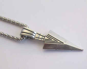 Viking Arrowhead Necklace, acciaio inossidabile per gli uomini, idee regalo, per lui, argento, nero, regalo per lo sposo, Spagna