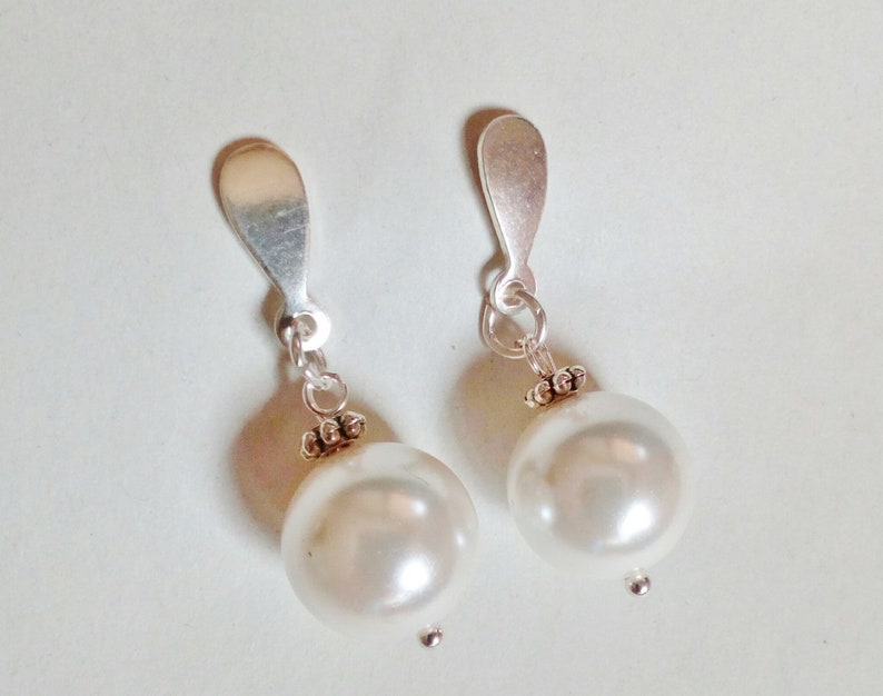 Boucles d'oreilles 925 Argent perles de nacre 10 mm. boucle d mariée, Espagne, perles, cadeau, Noël, Saint-Valentin, cadeau pour elle image 3