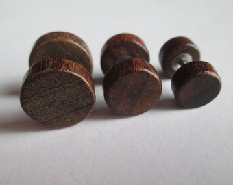 Earring Wood small, 6, 8, 10 mm.,woman, man,  Spain, dark brown, man gift, anniversaries, birthdays, wooden round